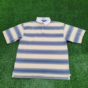 Vintage 90s Pendleton Stripes Polo Shirt L/XL 24x29 Blue Beige